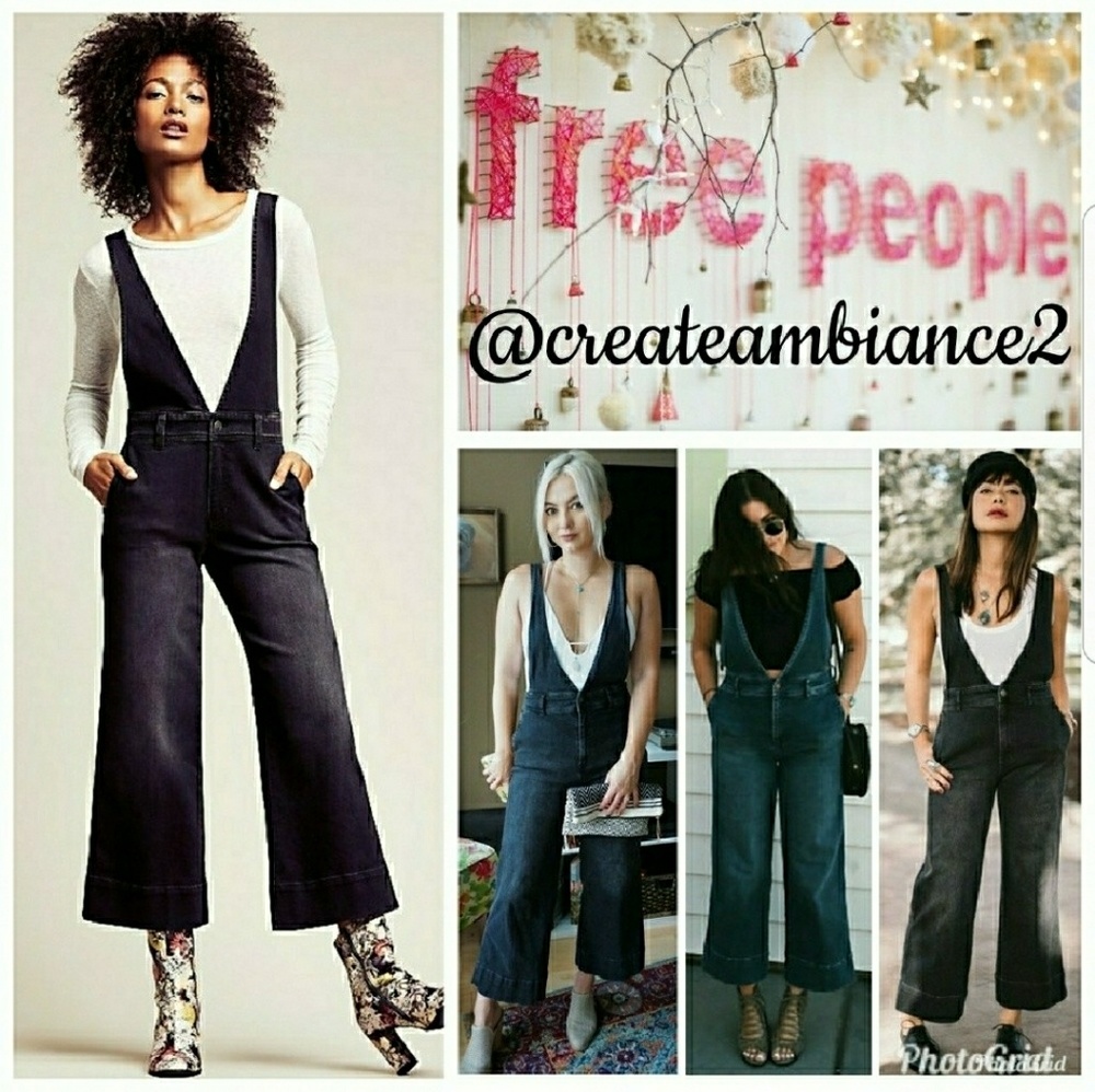 Free People A line Denim Overalls